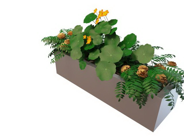 Large garden planter bed 3d rendering