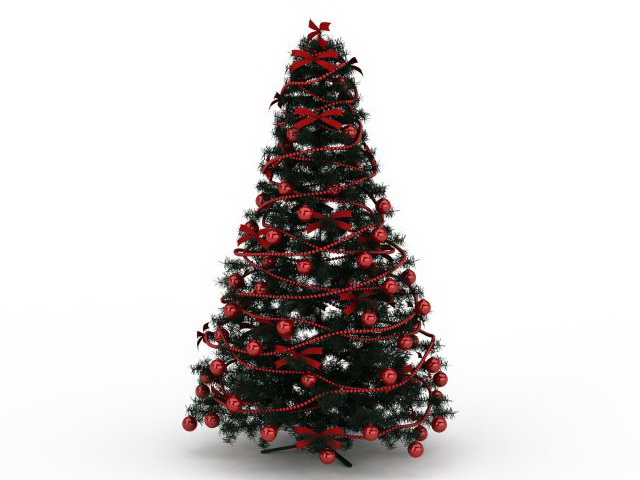 Red Christmas tree 3d rendering