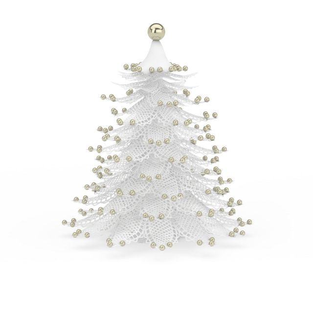 White Christmas tree 3d rendering