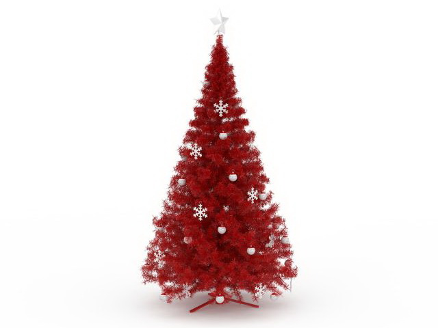 Red Christmas tree 3d rendering