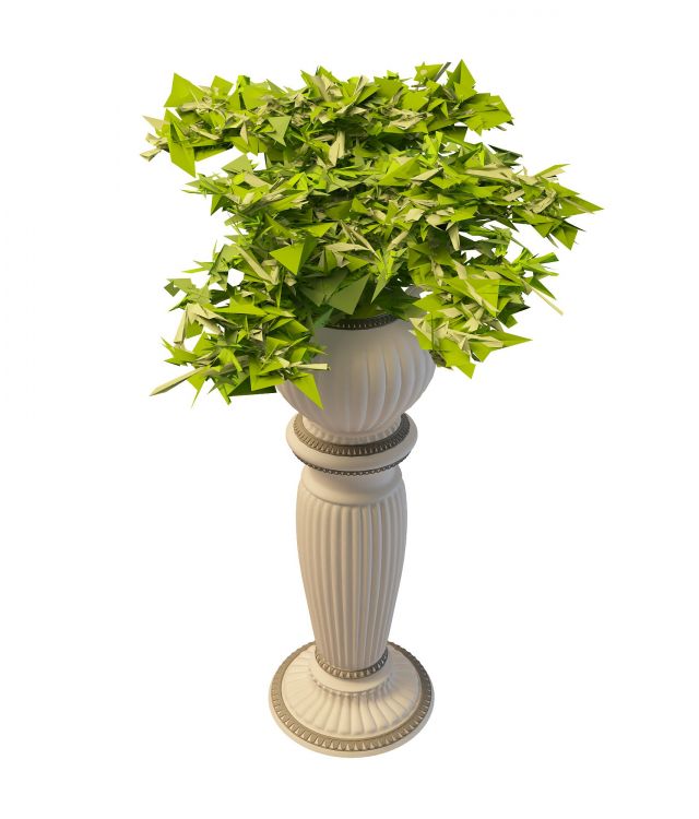 Decorative pedestal planter 3d rendering