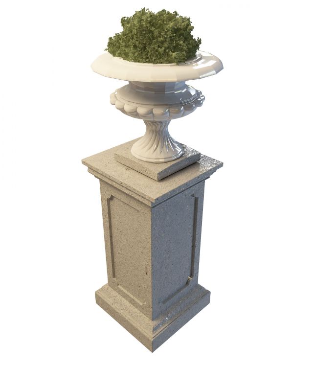 Urn planter with stand 3d rendering