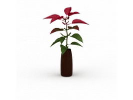 Ornamental plants in vase 3d model preview