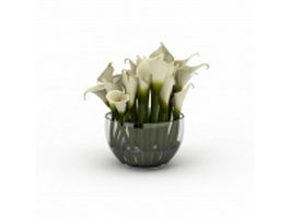 White Calla Lily flower arrangement 3d model preview