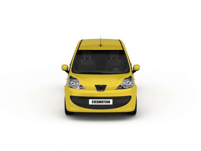 Peugeot 107 yellow 3d rendering