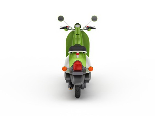 Green moped 3d rendering