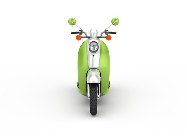 Green moped 3d rendering