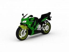 Green sport motorcycle 3d model preview