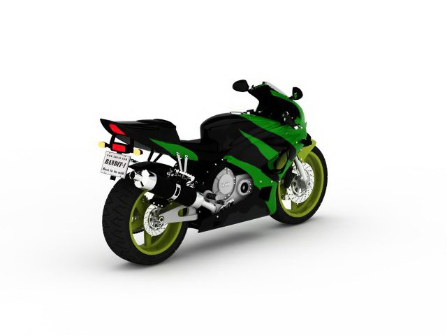 Green sport motorcycle 3d rendering