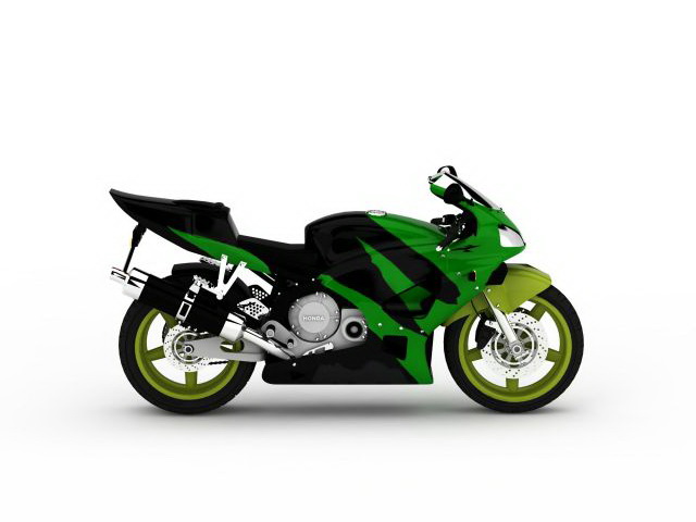 Green sport motorcycle 3d rendering