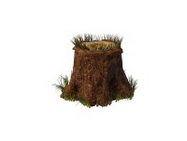 Tree stump with grass 3d model preview