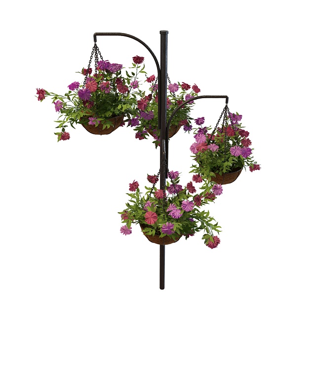 Wrought iron flower pot holder 3d rendering