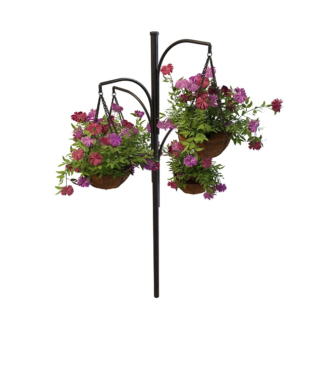 Wrought iron flower pot holder 3d rendering