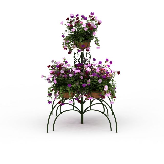 Nice metal flower pot stand 3d rendering