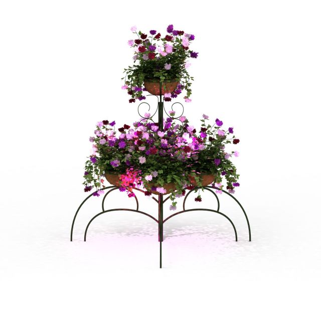 Nice metal flower pot stand 3d rendering