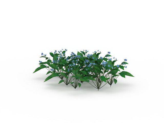 Blue flower shrubs 3d rendering