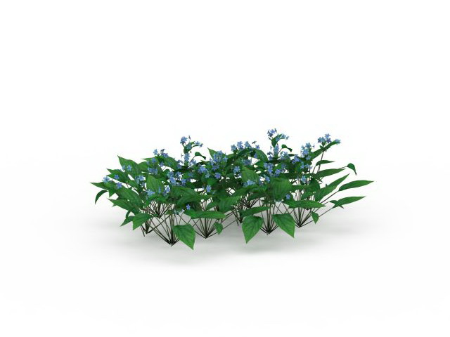 Blue flower shrubs 3d rendering