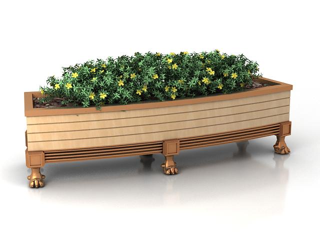 Raised garden bed with planter 3d rendering