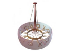 Drum shade chandelier 3d model preview