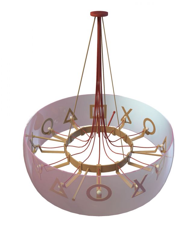 Drum shade chandelier 3d rendering