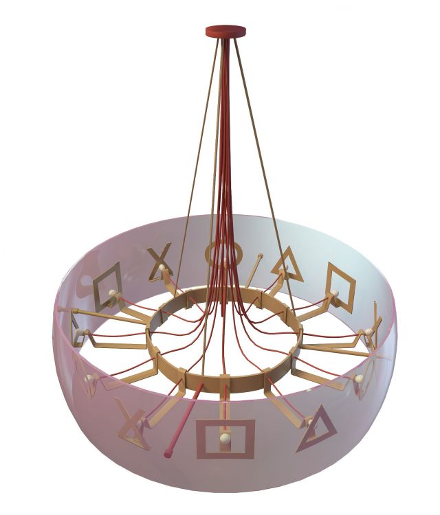 Drum shade chandelier 3d rendering