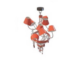 Red contemporary chandelier 3d model preview