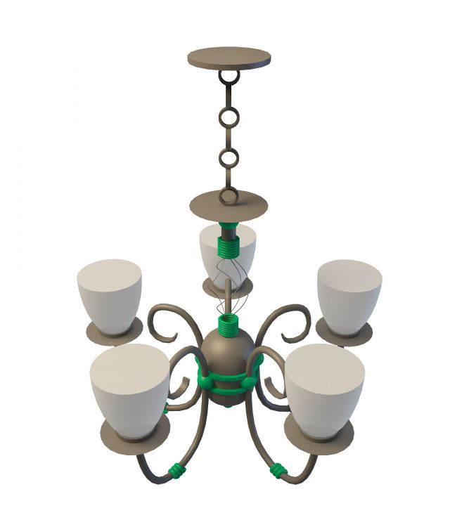 5 light chandelier 3d rendering