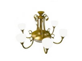 Polished brass chandelier 3d model preview