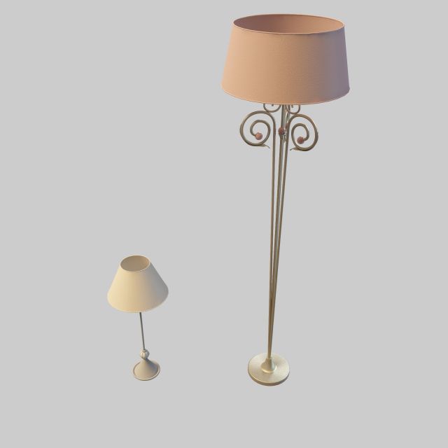 Tall and short floor lamp 3d rendering