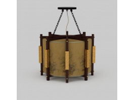 Chinese antique wooden pendant lighting 3d model preview