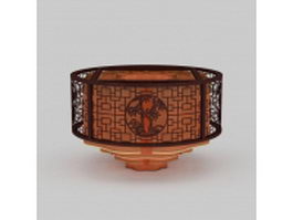 Wooden carved pendant light 3d model preview