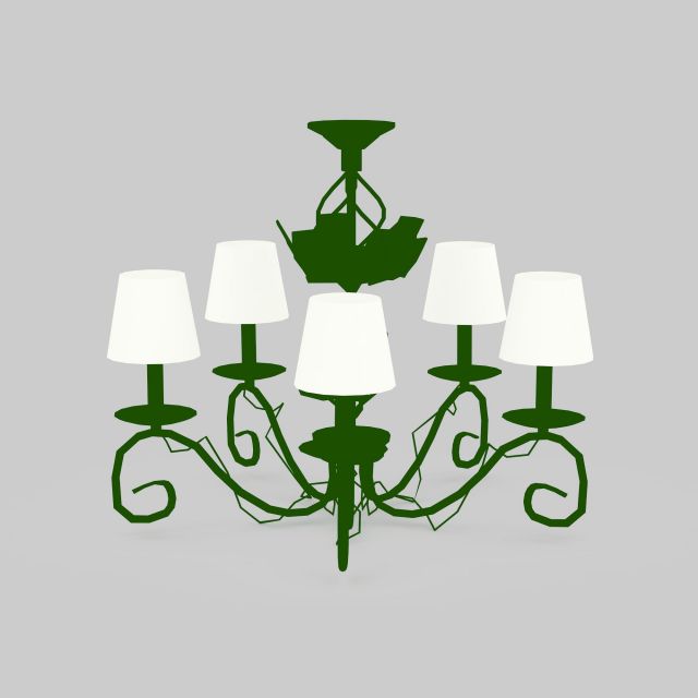 Green chandeliers 3d rendering