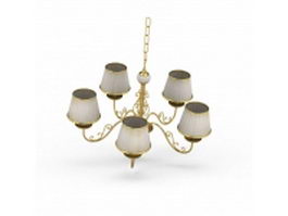 5-Arm brass chandelier lighting 3d model preview