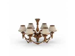 Bronze chandelier with shades 3d model preview