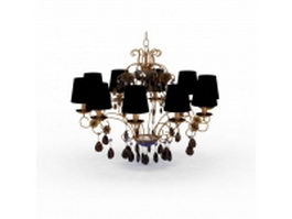 Vintage brass and crystal chandelier 3d model preview