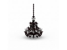 Candle light black chandelier 3d model preview