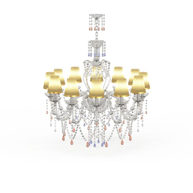 Crystal chandelier with shade 3d rendering