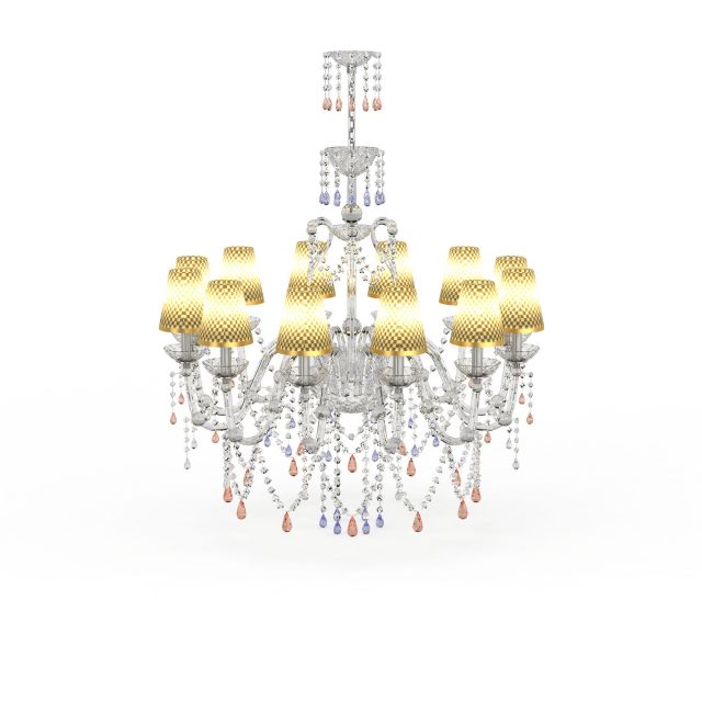 Crystal chandelier with shade 3d rendering