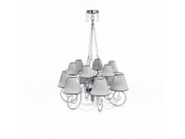 12 Light chandelier with shades 3d model preview