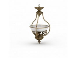 Antique brass pendant light 3d model preview
