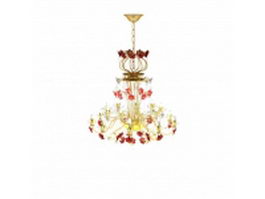 Gold flower chandelier 3d model preview