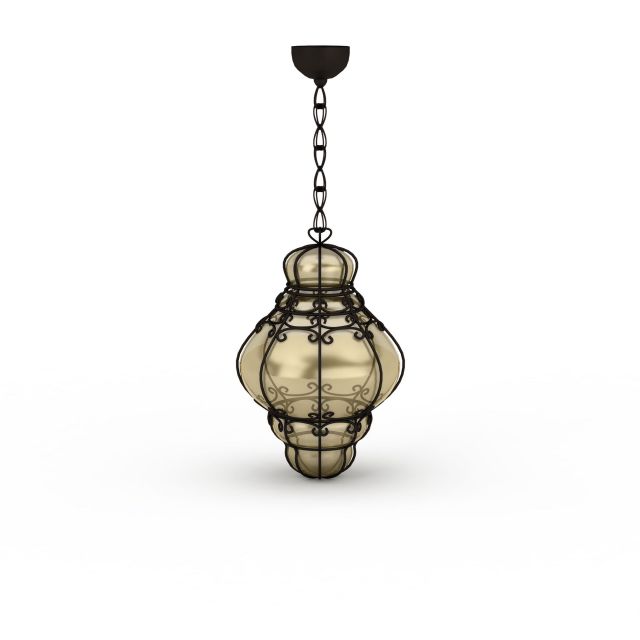 Antique glass pendant lighting 3d rendering