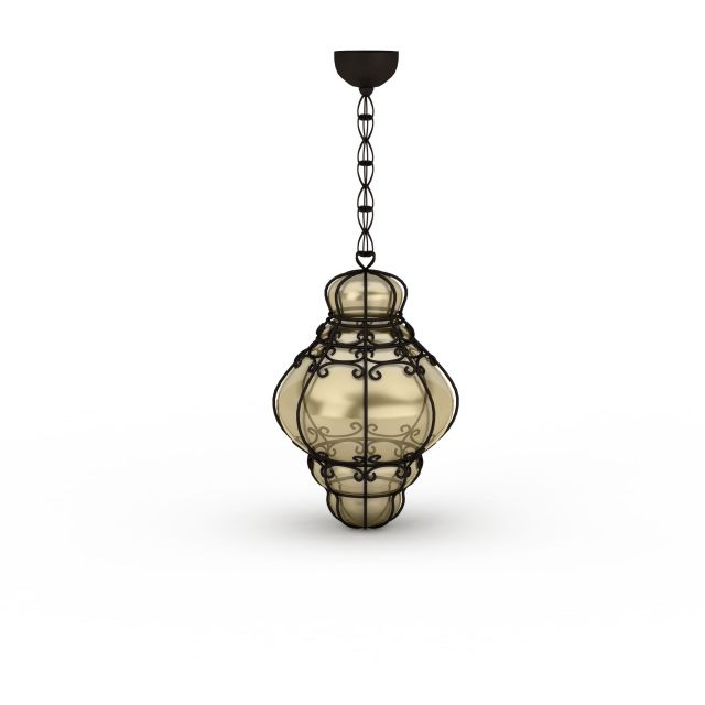 Antique glass pendant lighting 3d rendering