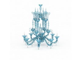 Blue crystal chandelier 3d model preview