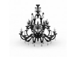 Black chandelier candle lights 3d model preview