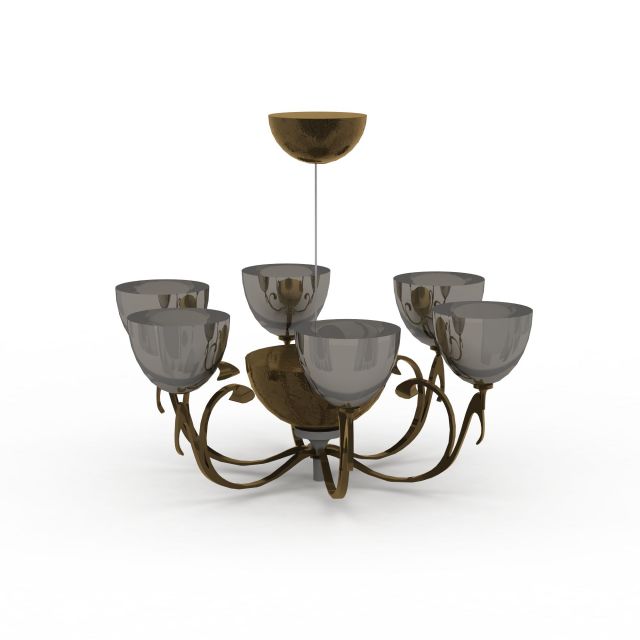 Bronze bowl chandeliers 3d rendering