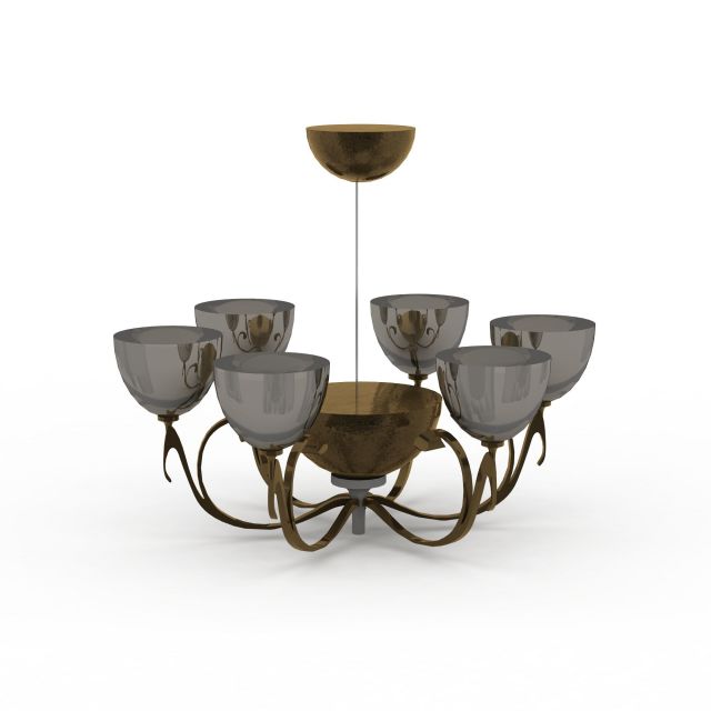 Bronze bowl chandeliers 3d rendering