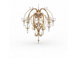 Brass bench chandelier 3d model preview