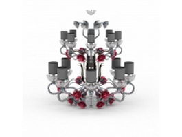 Rose & crystal chandelier 3d model preview