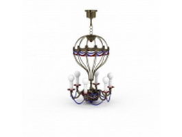 Bronze cage chandelier 3d model preview